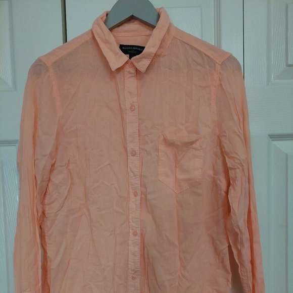 Banana Republic Factory Tops - BANANA Republic Sheer Peach Shirt Size Large